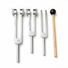Tuning Fork Set (128Hz, 256Hz, 512Hz) | Weighted & Unweighted Sound Healing Tuning Forks with Mallet | Meditation, Yoga & Relaxation Tools