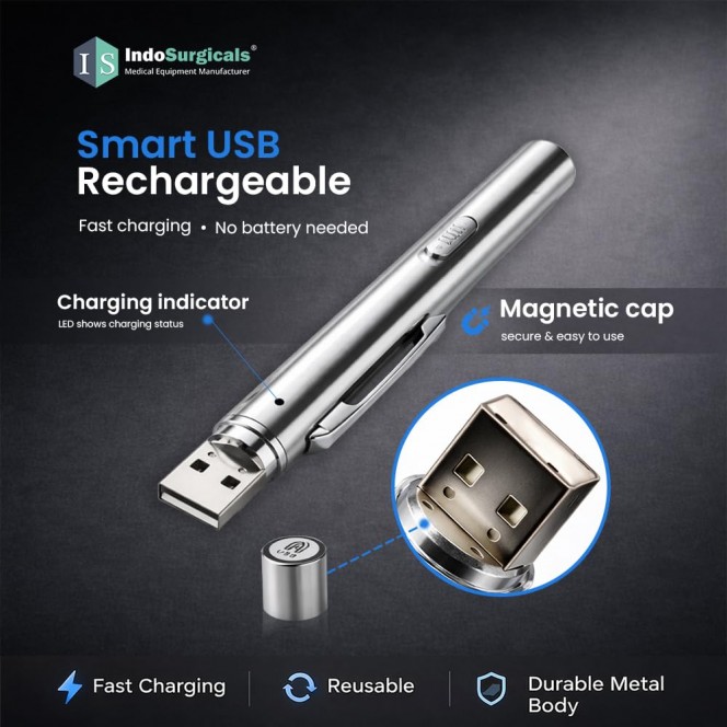 LED Pen Light for Doctors, USB Rechargeable Pen Torch, Dual Light for Eye & Clinical Examination LED Pen Light for Doctors, USB Rechargeable Pen Torch, Dual Light for Eye & Clinical Examination