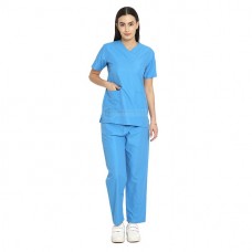 IndoSurgicals Scrub Suits for Women Doctors Poly Cotton (Blue)