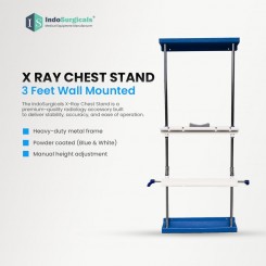 Chest Stand for X-Ray, Medical Imaging Equipment, Adjustable Height with Blue Accents - Wall Mounted Chest Stand (3 FEET)