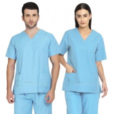 IndoSurgicals Scrub Suit for Doctors, Unisex, Poly Cotton (Light Sky Blue) 